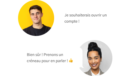 Conversation entre un client et un conseiller pour ouverture d'un compte