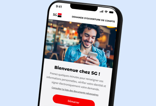 Ecran de l'application SG pour l'ouverture de compte en ligne