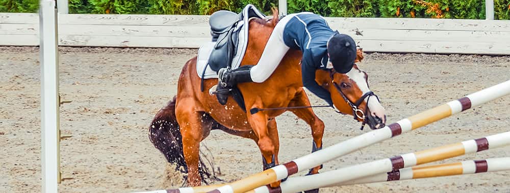 Accident de cheval après un refus de sauter l'obstacle